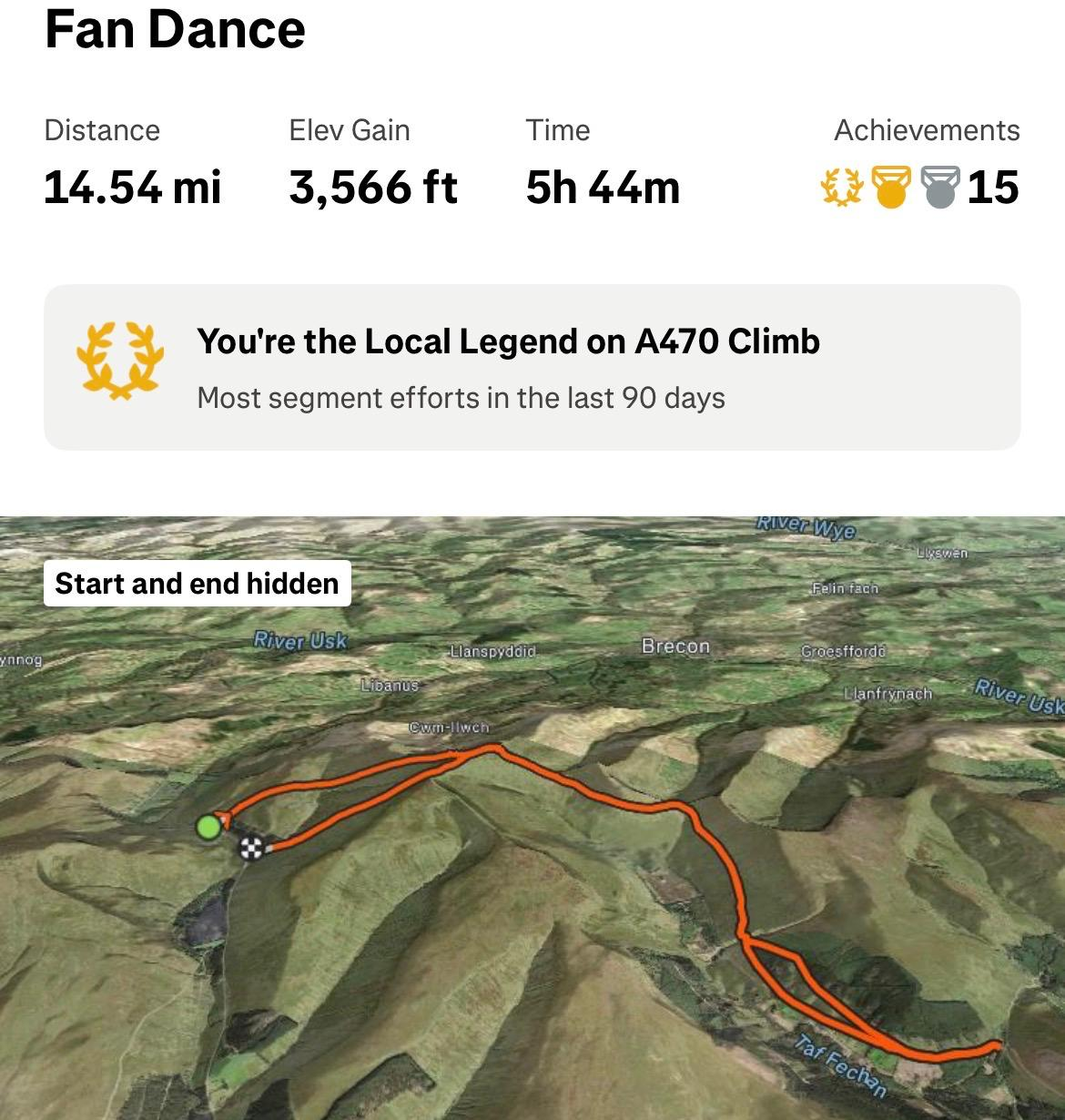 Fan Dance challenge route and statistics