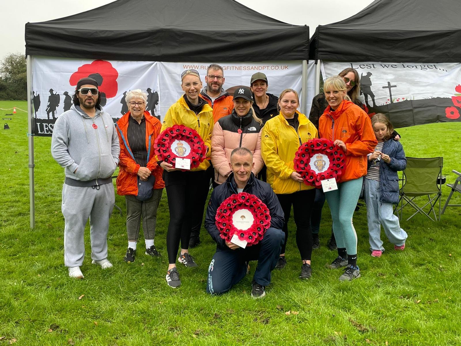Rucking Fitness Remembrance Sunday group with poppy wreaths